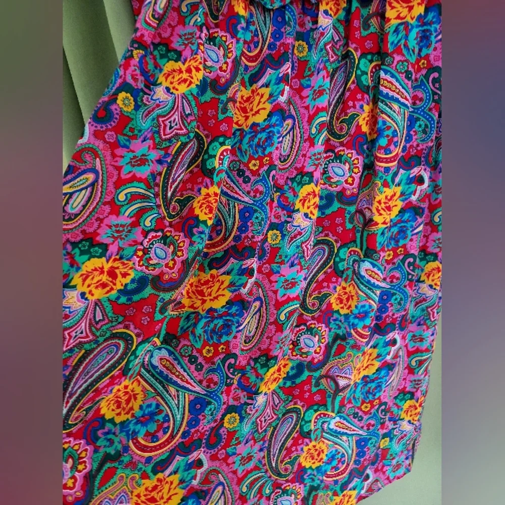 Vintage Colorful Paisley Floral Print Dress - Picture 11 of 12